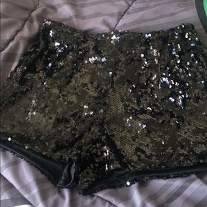 Black sequins booty shorts